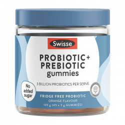 【因天气原因液体侧漏无法理赔】Swisse Probiotic+Prebiotic Gummies 135g 益生菌+益生元软糖 45粒 保质期2027.8